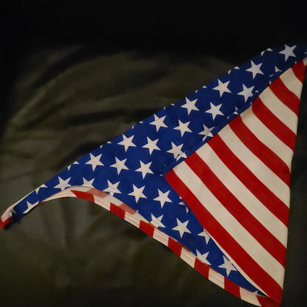 Sexy American Flag Swimsuit Triangle Top And Thong With Coverup 3 Piece - Picture 10 of 11